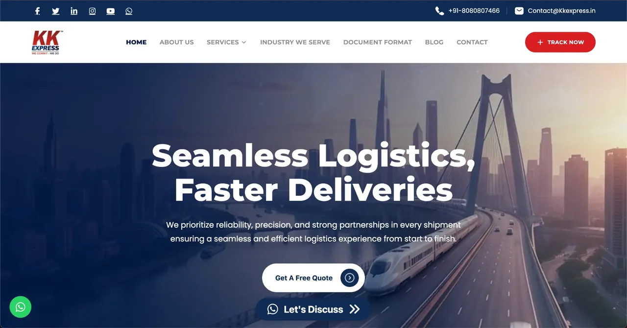 KK Express logistics website designed and developed by SPG Techsoft